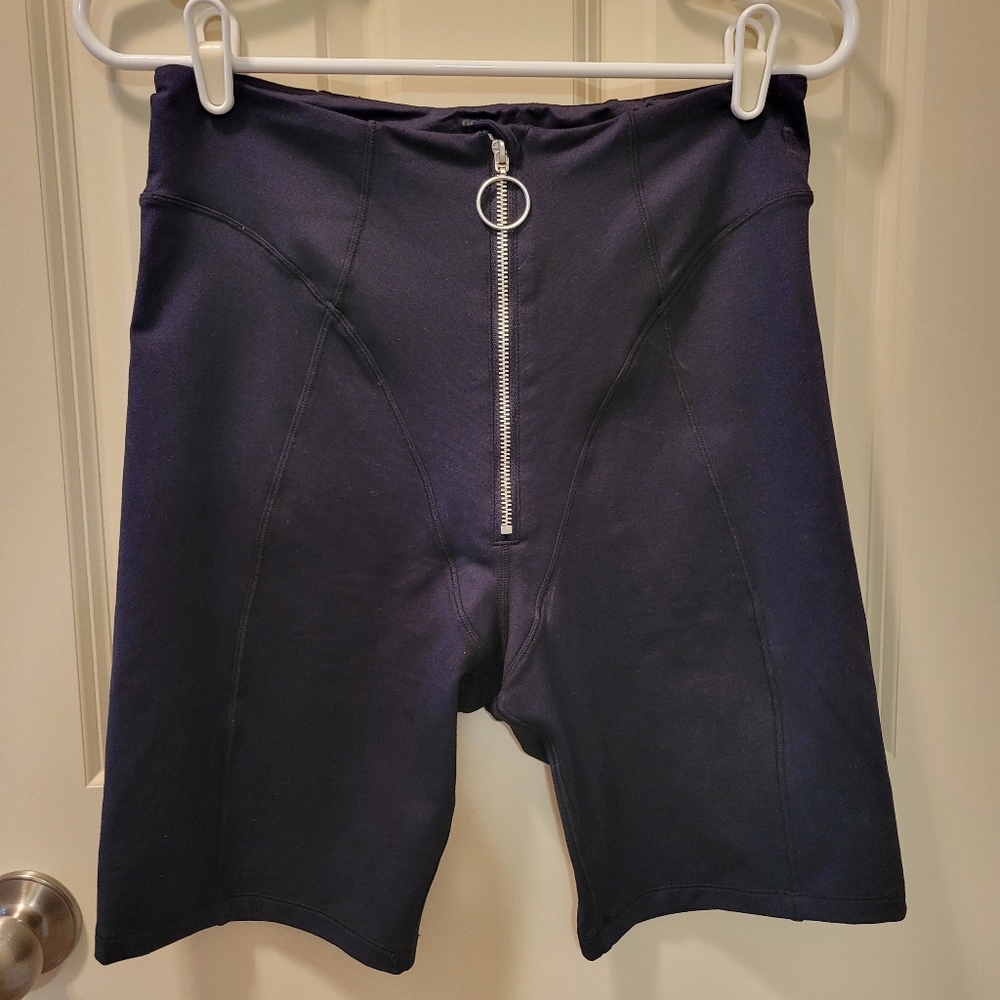 Good American The Warrior Zip Front Bike Shorts Size 4 Large